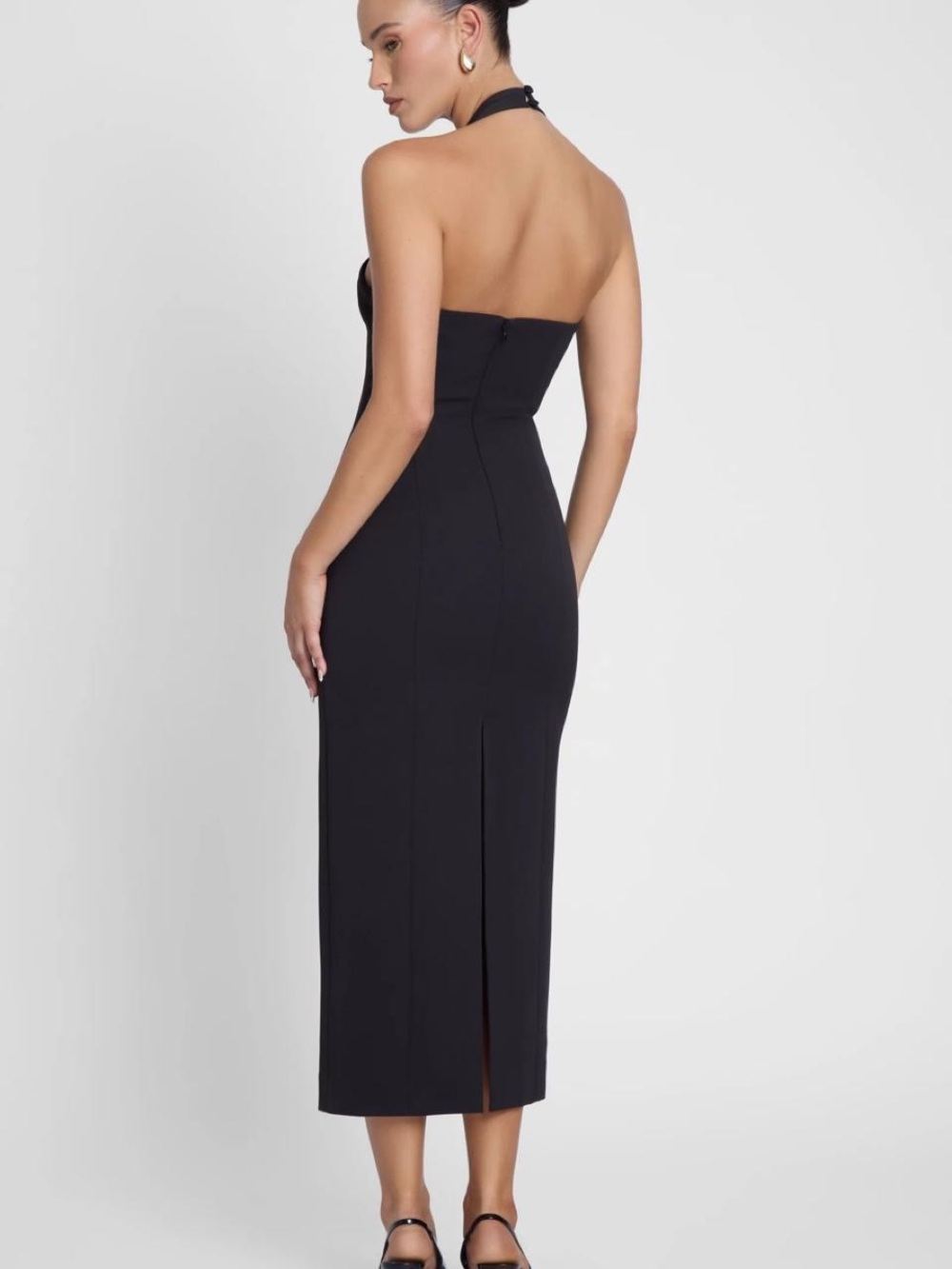 Leau black halter neck midi dress - Picture 2 of 5